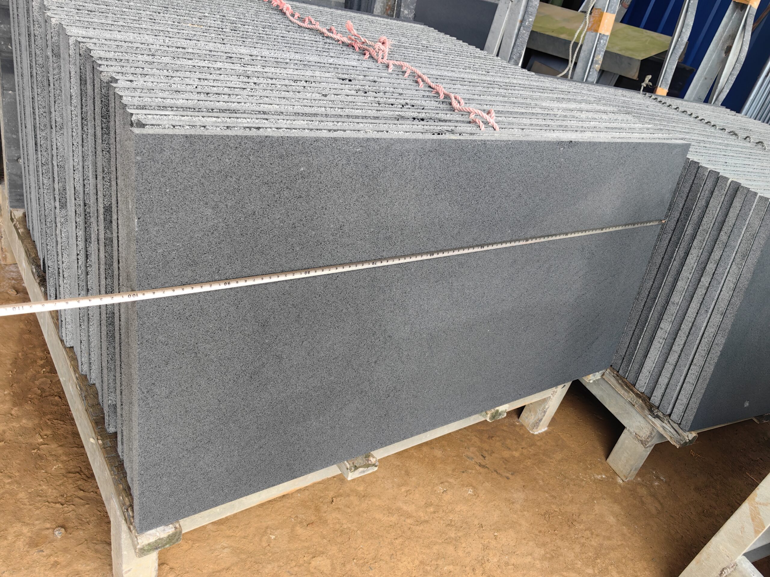 Honed Bluestone Pavers made from Hainan Basalt Tiles in dark grey color