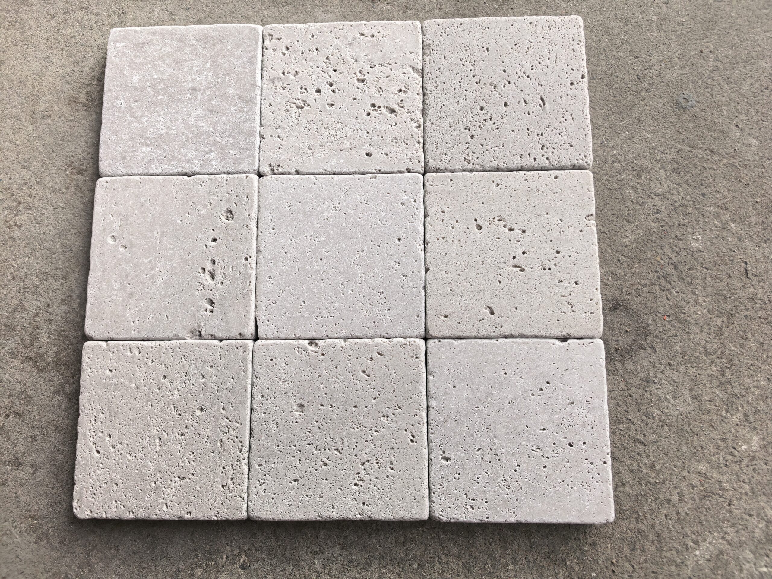 Tumbled white travertine cobble stones natural outdoor paving stone