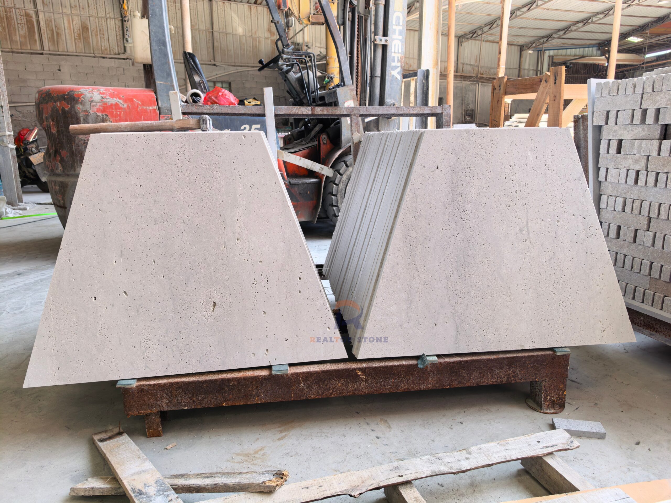 Oriental Travertine Trapezoid Shape,Top Sandblasted (1)